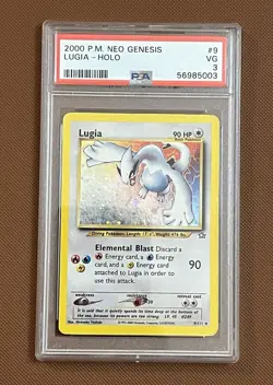 Pokemon Neo Genesis 2000 Lugia 9/111 Holo Rare PSA 3 Very Good - Image 1