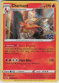 Pokemon Charizard Holo Rare Pokemon GO 010/078 NM - Image 1