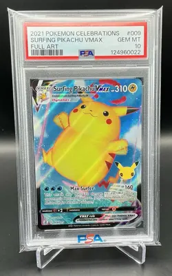 2021 Pokemon Celebrations Surfing Pikachu V Max 009/025 Full Art PSA 10 - Image 1