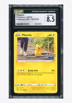 Pokemon CGC 8.5 Pikachu C 2022 027/078 Pokemon Go English - Image 1