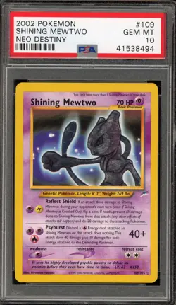 Pokemon Shining Mewtwo Neo Destiny Unlimited Holo Secret Rare #109 PSA 10 - Image 1