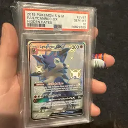 2019 POKEMON SUN & MOON HIDDEN FATES #SV67 FULL ART/LYCANROC GX PSA 10 - Image 1