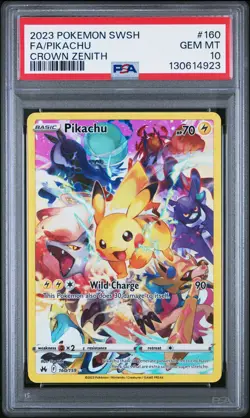2023 POKEMON SWORD & SHIELD CROWN ZENITH #160 FULL ART/PIKACHU PSA 10 - Image 1