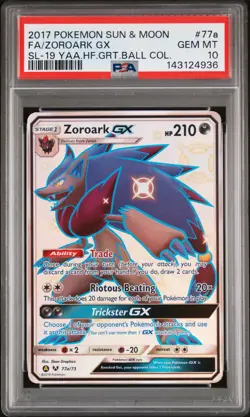 2017 POKEMON SUN & MOON SHINING LEGENDS #77A FULL ART/ZOROARK GX PSA 10 - Image 1