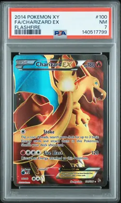 2014 POKEMON XY FLASHFIRE #100 FULL ART/CHARIZARD EX PSA 7 - Image 1