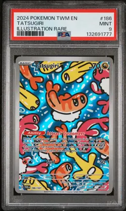 2024 POKEMON TWM EN-TWILIGHT MASQUERADE ILLUSTRATION RARE #186 TATSUGIRI PSA 9 - Image 1