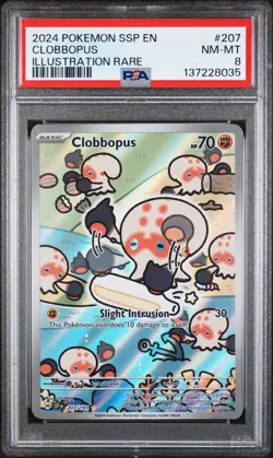 2024 POKEMON SSP EN-SURGING SPARKS ILLUSTRATION RARE #207 CLOBBOPUS PSA 8 - Image 1