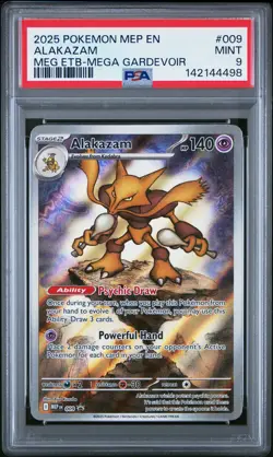 2025 POKEMON MEP EN-ME BLACK STAR PROMO #009 ALAKAZAM PSA 9 - Image 1