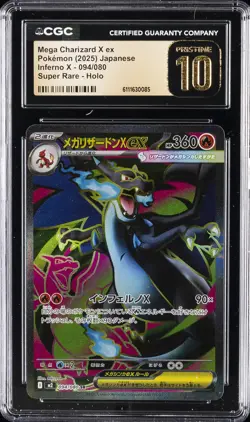 2025 POKEMON JPN INFERNO X SUPER RARE #094 MEGA CHARIZARD X EX CGC 10 PRISTINE - Image 1