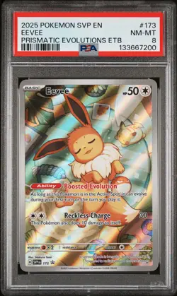 2025 POKEMON SVP EN-SV BLACK STAR PROMO #173 EEVEE PSA 8 - Image 1