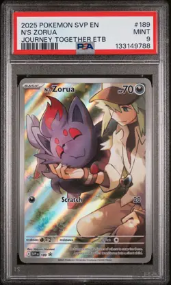 2025 POKEMON SVP EN-SV BLACK STAR PROMO #189 N'S ZORUA PSA 9 - Image 1