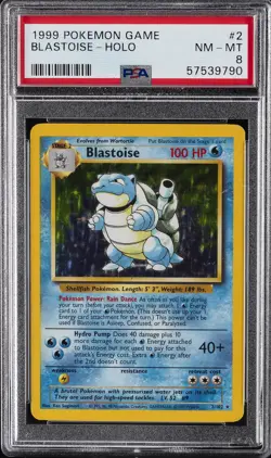 1999 POKEMON BASE SET UNLIMITED #2 BLASTOISE-HOLO PSA 8 - Image 1