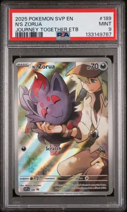 2025 POKEMON SVP EN-SV BLACK STAR PROMO #189 N'S ZORUA PSA 9 - Image 1