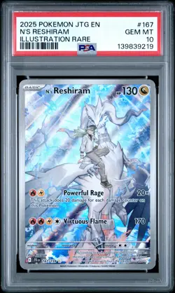 2025 POKEMON JTG EN-JOURNEY TOGETHER ILLUSTRATION RARE #167 N'S RESHIRAM PSA 10 - Image 1