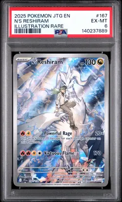 2025 POKEMON JTG EN-JOURNEY TOGETHER ILLUSTRATION RARE #167 N'S RESHIRAM PSA 6 - Image 1