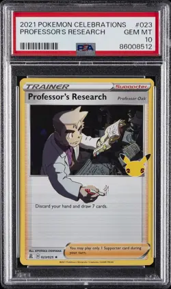 2021 POKEMON CELEBRATIONS #023 PROFESSOR'S RESEARCH PSA 10 - Image 1