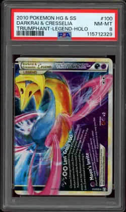 Pokemon PSA 8 Darkrai & Cresslia LEGEND 100/102 Triumphant Ultra Rare Mint - Image 1