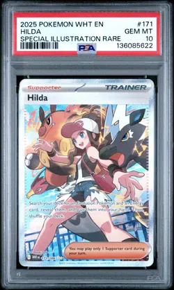 2025 POKEMON WHT EN-WHITE FLARE SPECIAL ILLUSTRATION RARE #171 HILDA PSA 10 - Image 1