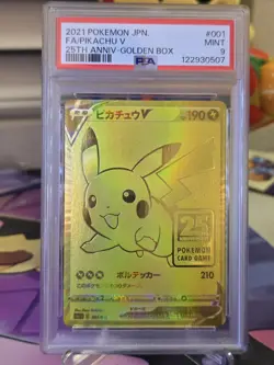 2021 Pokemon Japanese FA Pikachu V 25th Anniversary Golden Box psa 9 - Image 1