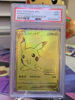 2021 Pokemon Japanese FA Pikachu V 25th Anniversary Golden Box psa 9 - Image 4