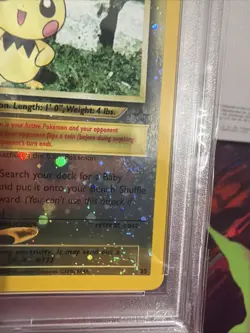 2001 Pokemon Black Star Pichu REV FOIL With Holo SWIRL League Promo PSA 7 - Image 3