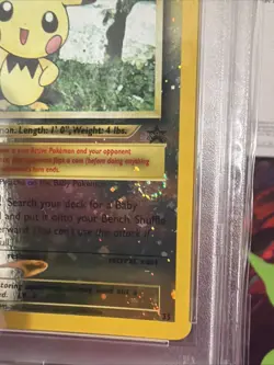 2001 Pokemon Black Star Pichu REV FOIL With Holo SWIRL League Promo PSA 7 - Image 5