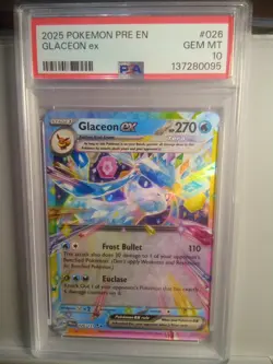 2025 Pokemon Pre En Glaceon Ex Double Rare Holo #026/131 Psa 10 - Image 1