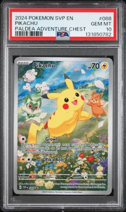 2024 POKEMON SVP EN-SV BLACK STAR PROMO PALDEA ADVENTURE CHEST PIKACHU PSA 10 - Image 1