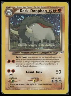 2002 Pokemon Neo Destiny Dark Donphan Holo 1st Edition #3/105 - Image 1