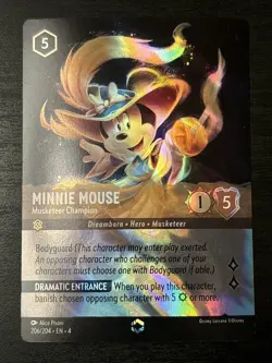 Disney Lorcana Musketeer Champion Minnie Mouse Card Enchanted 206/204 Foil - Image 1