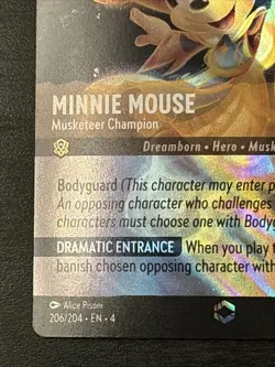 Disney Lorcana Musketeer Champion Minnie Mouse Card Enchanted 206/204 Foil - Image 5