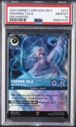 2024 DISNEY LORCANA EN 3 ENCHANTED #217 GRAMMA TALA SPIRIT OF THE OCEAN PSA 10 - Image 1