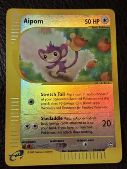 Pokemon TCG Aipom Reverse Holo Aquapolis 67/147 E card LP - Image 1
