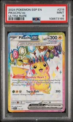 Pikachu ex 219/191 PSA 9 Surging Sparks Ultra Rare Graded Pokemon TCG Card 2024 - Image 1