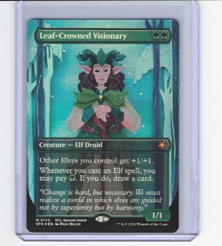Magic The Gathering Lorwyn Eclipsed Leaf-Crowned Visionary Borderless Foil M0140 - Image 1