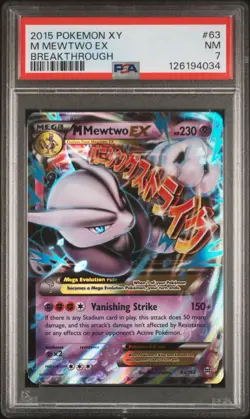 M Mewtwo EX 63/162 PSA 7 NM Holo XY BREAKthrough Ultra Rare Pokemon Card 🔥🔥 - Image 1