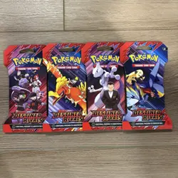 Pokemon TCG - DESTINED RIVALS - Sleeved Booster Pack COMPLETE ART SET - 4 Packs - Image 1