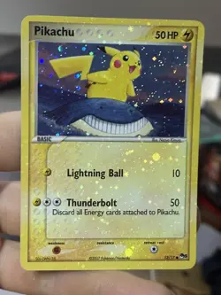 4 SWIRLS HOLOBLEED CORRECTED Pikachu 12/17 Pop Series 5 2007 Holo Rare Pokemon - Image 1