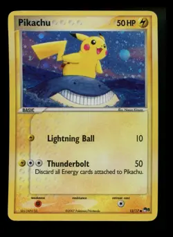 4 SWIRLS HOLOBLEED CORRECTED Pikachu 12/17 Pop Series 5 2007 Holo Rare Pokemon - Image 2