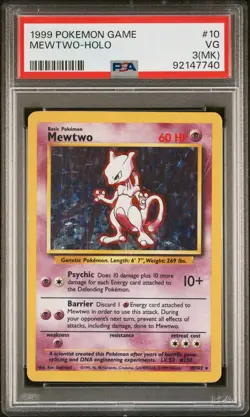 1999 POKEMON BASE SET UNLIMITED #10 MEWTWO-HOLO PSA 3 MK - Image 1