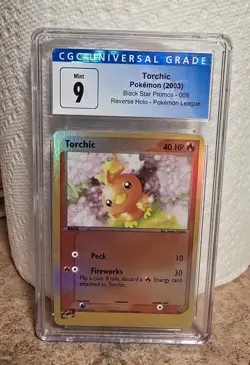 2003 POKEMON TORCHIC BLACK STAR PROMO REVERSE HOLO #008 CGC 9 Mint RARE - Image 1