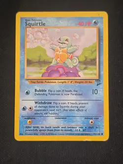 Squirtle 093/130 Base Set 2 Regular WOTC Vintage Pokemon TCG Moderately Played - Image 1