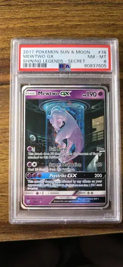 Pokemon Mewtwo GX # 78 Sun Moon SM Shining Legends 2017 PSA 8 - Image 1