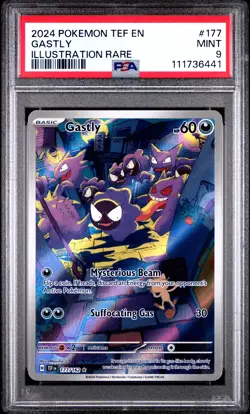 2024 POKEMON TEF EN-TEMPORAL FORCES ILLUSTRATION RARE #177 GASTLY PSA 9 - Image 1