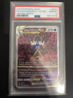 Pokemon Sword & Shield Crown Zenith #GG52 Hisuian Samurott VSTAR PSA 10 - Image 1