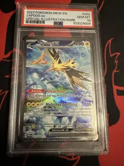 2023 POKEMON MEW EN-151 SPECIAL ILLUSTRATION RARE #202 ZAPDOS EX PSA GEM 10 - Image 1