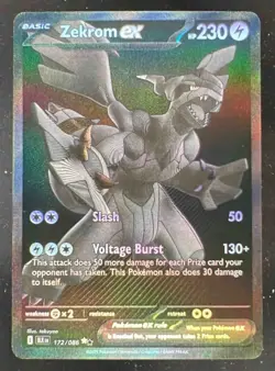 2025 Pokemon Black Bolt #172/086 Zekrom ex Black and White Rare - Image 1