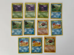 Lot of 11 Pokemon Cards Fossil Kabuto Krabby Grimer Horsea Vintage LP - Image 1