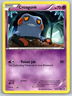 Croagunk - BW Legendary Treasures 62/113 Black White Pokemon Card NM - Image 1