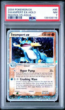2004 POKEMON EX TEAM MAGMA VS TEAM AQUA #95 SWAMPERT EX-HOLO PSA 7 - Image 1